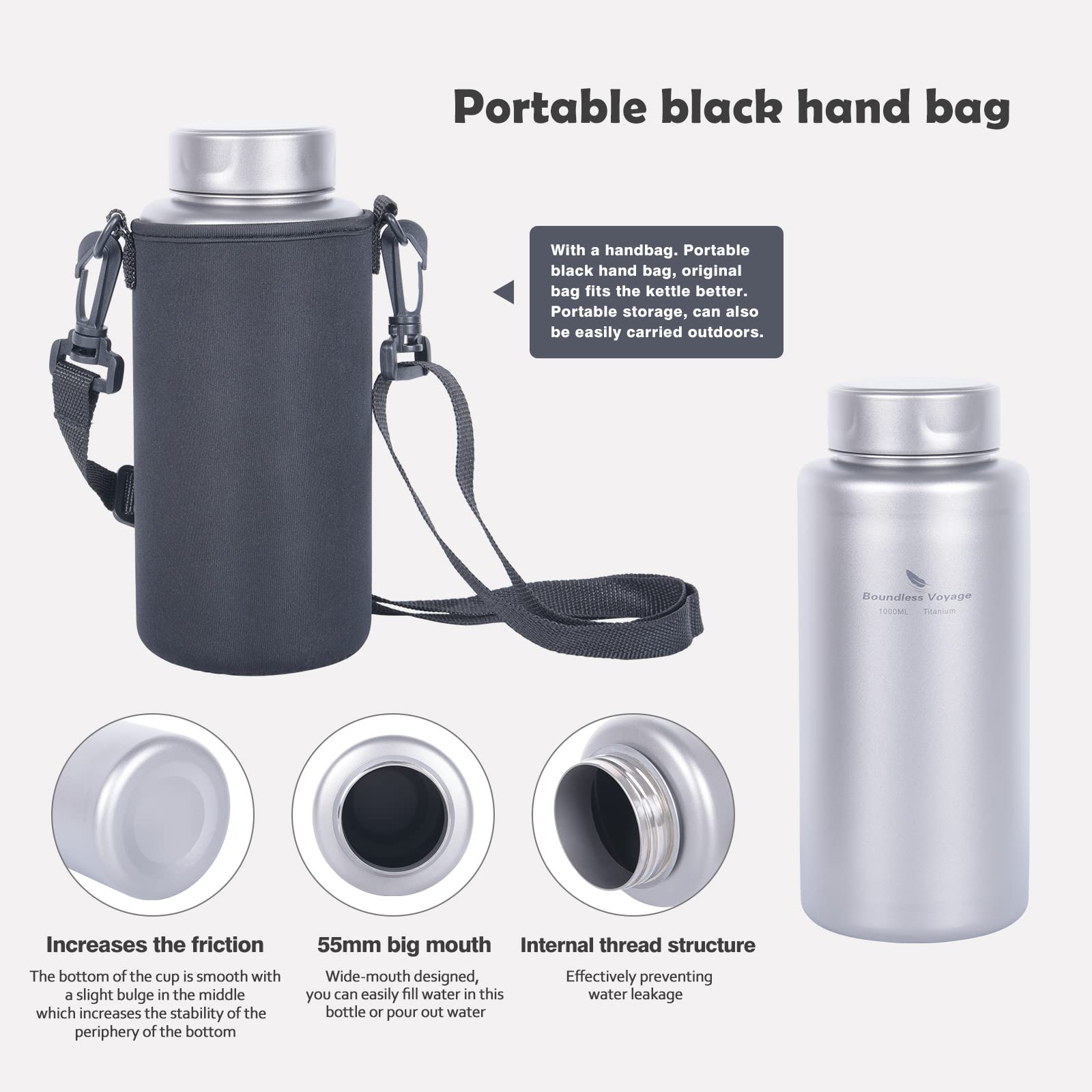 Amazon.com: Boundless Voyage Titanium Bottle 1L Single-layer